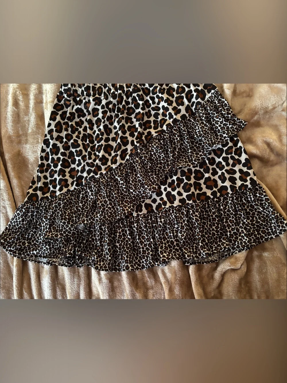 Michael Kors Leopard Ruffle Mini Skirt - Black & Brown
